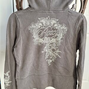 00s Roxy Women's Charcoal Hoodie with Elegant Pattern